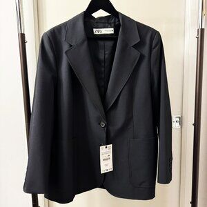 ZARA WOMAN ZW COLLECTION Dark Grey Straight Cut Blazer Jacket size XXL NWT
